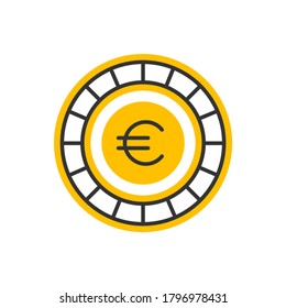 Euro coin icon. Designed for web and software interfaces. Vector color icon.