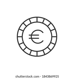 Euro coin icon. Designed for web and software interfaces. Vector black icon.
