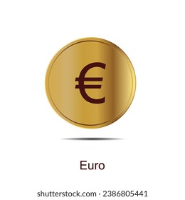 euro coin icon round gold