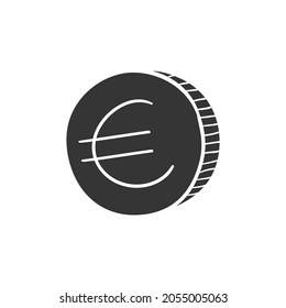 Euro Coin Icon Silhouette Illustration. Europe Currency Vector Graphic Pictogram Symbol Clip Art. Doodle Sketch Black Sign.