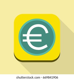 Euro coin icon vector flat design