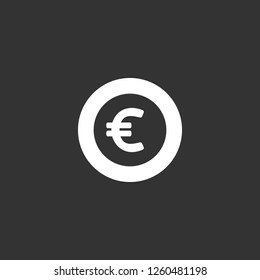 euro coin icon vector. euro coin sign on black background. euro coin icon for web and app
