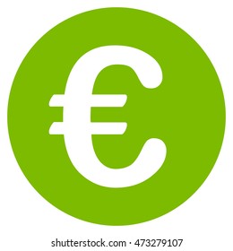 Euro Coin icon. Vector style is flat iconic symbol, eco green color, white background.