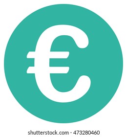 Euro Coin icon. Vector style is flat iconic symbol, cyan color, white background.