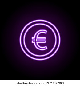 euro coin neon icon. Elements of finance and chart set. Simple icon for websites, web design, mobile app, info graphics
