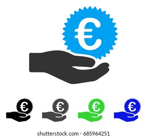 Euro Coin Offer Hand flat vector icon. Colored euro coin offer hand gray, black, blue, green icon versions. Flat icon style for application design.