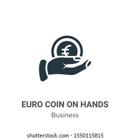 Euro coin on hands vector icon on white background. Flat vector euro coin on hands icon symbol sign from modern business collection for mobile concept and web apps design.