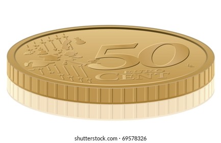 Euro coin on white background. Vector illustration.