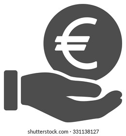 Euro Coin Payment vector icon. Style is flat gray symbol, rounded angles, white background.