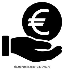 Euro Coin Payment vector icon. Style is flat black symbol, rounded angles, white background.