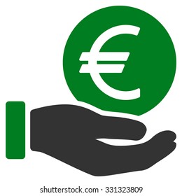 Euro Coin Payment vector icon. Style is flat bicolor green and gray symbol, rounded angles, white background.