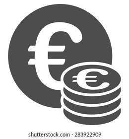 Euro coin stack from BiColor Euro Banking Icon Set. Vector style: flat, gray symbol, rounded angles, white background.
