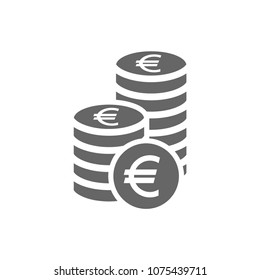 Euro coin stack icon. Coins stacks icon, pile of euros coins.