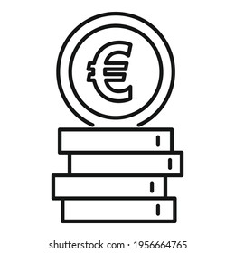 Euro coin stack icon. Outline Euro coin stack vector icon for web design isolated on white background