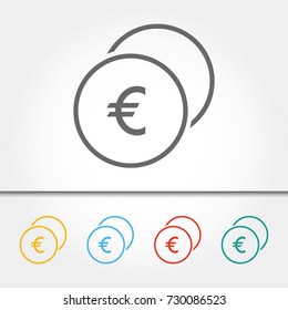 Euro Coin Thin Line Single Icon Vector Illustration