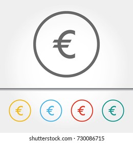 Euro Coin Thin Line Single Icon Vector Illustration