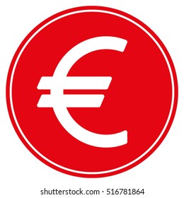 Euro Coin vector icon. Flat red symbol. Pictogram is isolated on a white background. Designed for web and software interfaces.