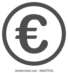 Euro Coin vector icon. Style is flat symbol, gray color, rounded angles, white background.