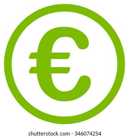 Euro Coin vector icon. Style is flat symbol, eco green color, rounded angles, white background.