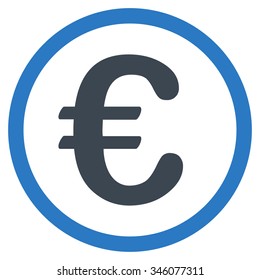 Euro Coin vector icon. Style is bicolor flat symbol, smooth blue colors, rounded angles, white background.