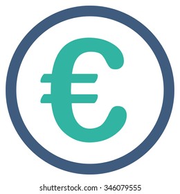 Euro Coin vector icon. Style is bicolor flat symbol, cobalt and cyan colors, rounded angles, white background.