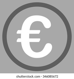 Euro Coin vector icon. Style is bicolor flat symbol, dark gray and white colors, rounded angles, silver background.