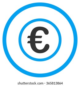 Euro Coin vector icon. Style is bicolor flat circled symbol, blue and gray colors, rounded angles, white background.