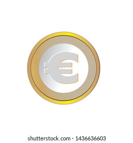 Euro coin  white background vector illustration
