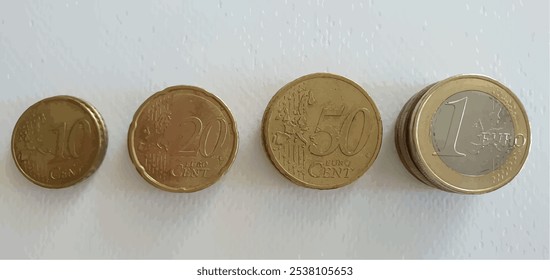 Moedas e centavos de euro. Fundo da moeda europeia. Fundo monetário. Taxa de câmbio do euro, câmbio de moeda, investimentos, depósitos, hipotecas, taxa de câmbio. Pouco dinheiro, pobreza, dívida, emigração.