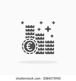 Icono de Monedas Euro. Estilo sólido o glifo. Ilustración vectorial. Disfruta de este icono para tu proyecto.