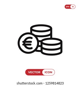 Euro coins icon vector