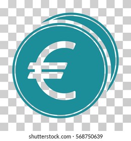 Euro Coins icon. Vector illustration style is flat iconic symbol, soft blue color, transparent background. Designed for web and software interfaces.