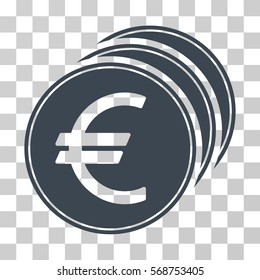 Euro Coins icon. Vector illustration style is flat iconic symbol, smooth blue color, transparent background. Designed for web and software interfaces.