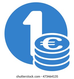 Euro Coins icon. Vector style is flat iconic symbol with rounded angles, cobalt color, white background.