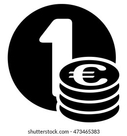 Euro Coins icon. Vector style is flat iconic symbol with rounded angles, black color, white background.