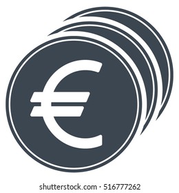 Euro Coins vector icon. Flat smooth blue symbol. Pictogram is isolated on a white background. Designed for web and software interfaces.