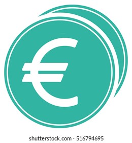 Euro Coins vector icon. Flat cyan symbol. Pictogram is isolated on a white background. Designed for web and software interfaces.