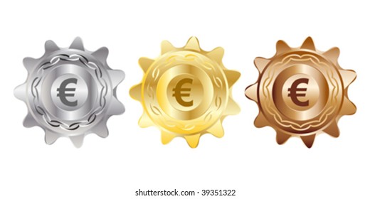 Ilustración vectorial de monedas en euros