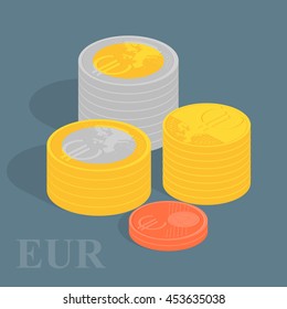 Euro coins. Vector illustration.