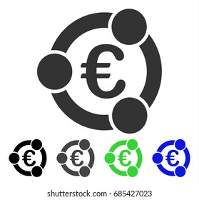 Euro Collaboration flat vector pictogram. Colored euro collaboration gray, black, blue, green icon variants. Flat icon style for web design.