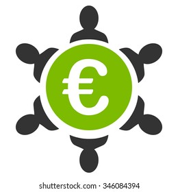 Euro Collaboration vector icon. Style is bicolor flat symbol, eco green and gray colors, rounded angles, white background.