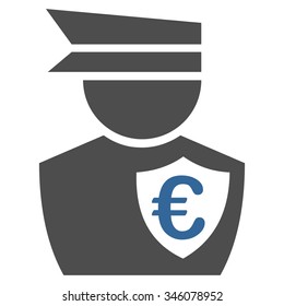 Euro Commissioner vector icon. Style is bicolor flat symbol, cobalt and gray colors, rounded angles, white background.