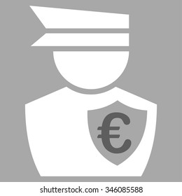 Euro Commissioner vector icon. Style is bicolor flat symbol, dark gray and white colors, rounded angles, silver background.
