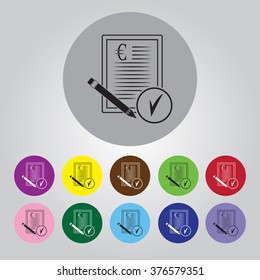 Euro contract vector icon
