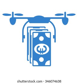 Euro Copter Banking vector icon. Style is flat symbol, cobalt color, rounded angles, white background.