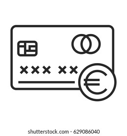 Euro credit card vector icon in simple outline style. This icon are perfect for your websites and applications.