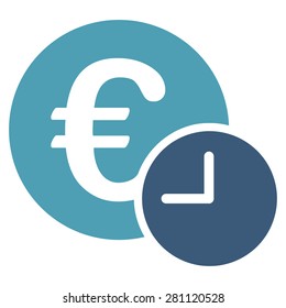 Euro credit icon from Business Bicolor Set. This isolated flat symbol uses blue and cyan colors.