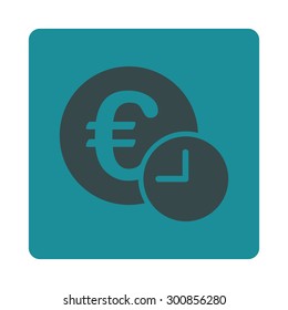 Euro credit icon. Vector style is soft blue colors, flat rounded square button on a white background.