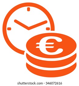 Euro Credit vector icon. Style is flat symbol, orange color, rounded angles, white background.