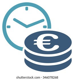 Euro Credit vector icon. Style is bicolor flat symbol, cyan and blue colors, rounded angles, white background.